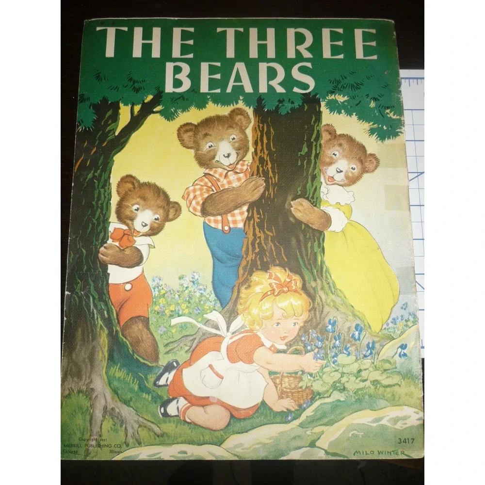 Vintage 1937 The Three Bears Book Milo Winter Merrill Linenette 3417 Story